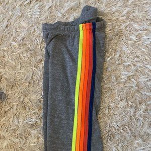 5 STRIPE SWEATPANTS - HEATHER GREY // NEON RAINBOW (not worn)